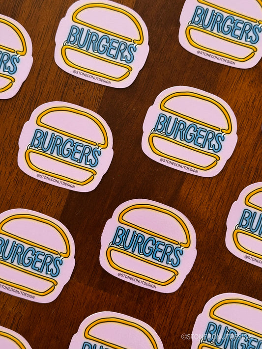 Burgers Neon Sign Vinyl Sticker