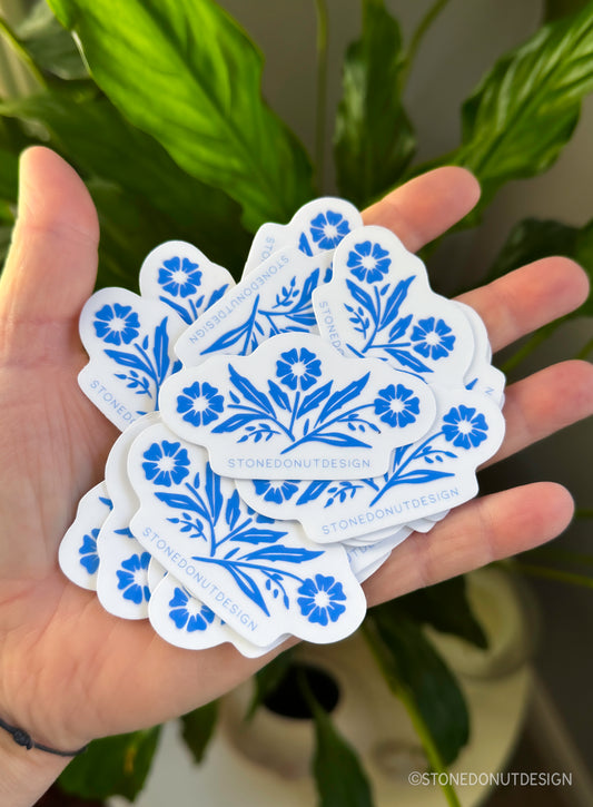 Nostaglic Blue Cornflower Casserole Dish Sticker