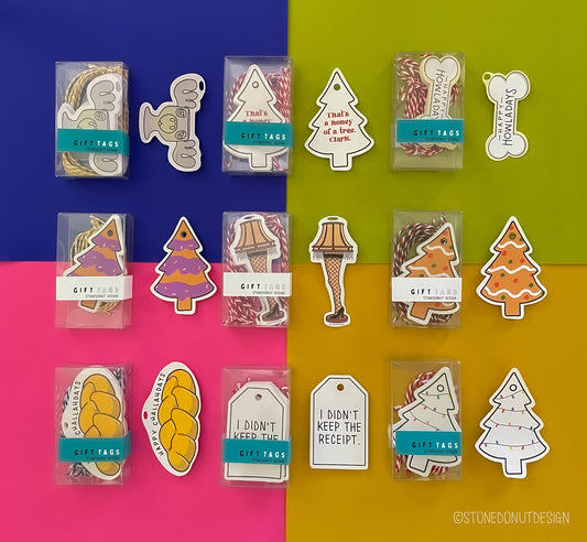 Box of 10 Holiday Gift Tags with String