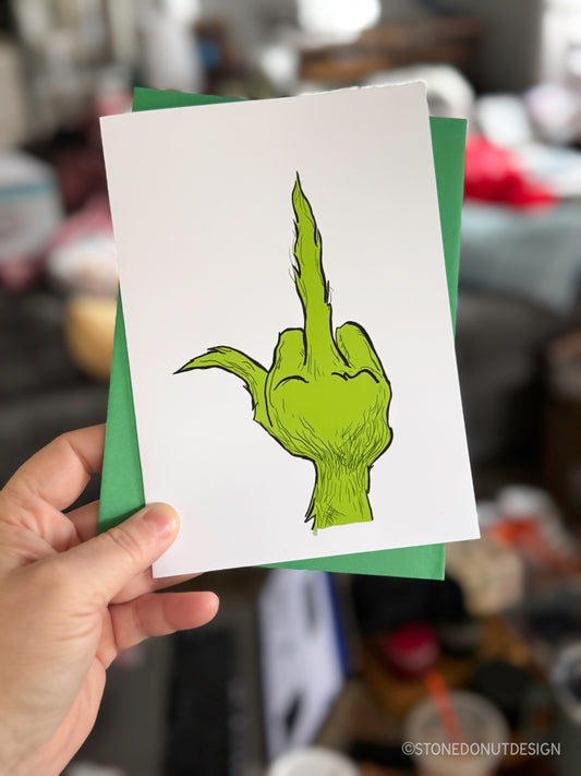 Grinch Middle Finger Holiday Card