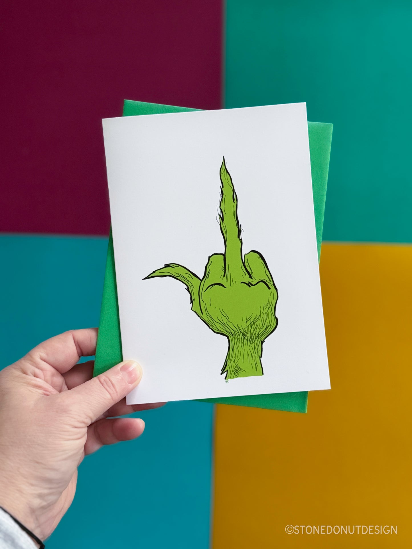 Grinch Middle Finger Holiday Card