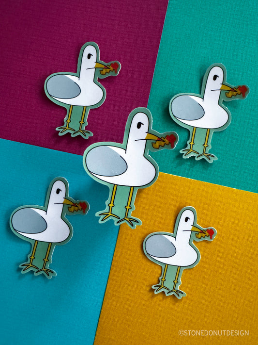 Seagull with French Fry Sticker