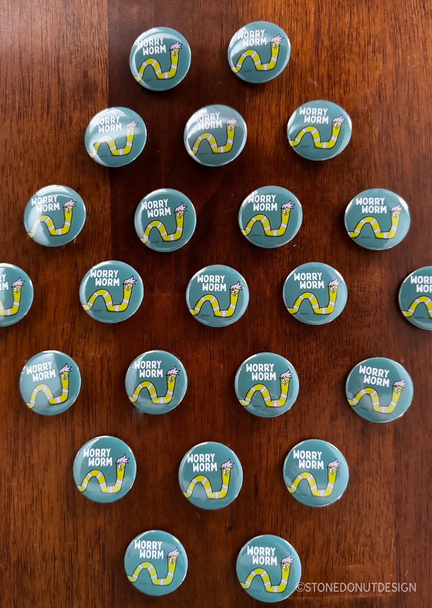 Worry Worm Pinback Button