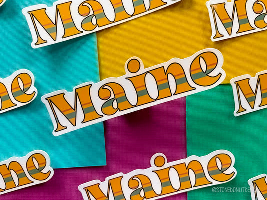 Retro 80's Maine Vinyl Sticker