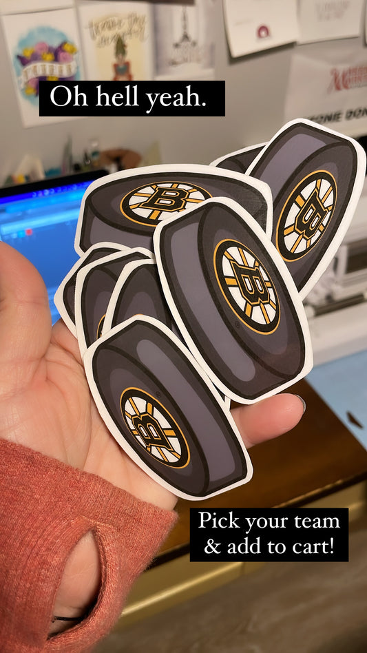 NHL Hockey Puck with Team Logo Vinyl Sticker