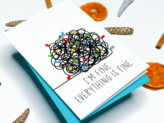 Everything is Fine Stressed Holiday Card