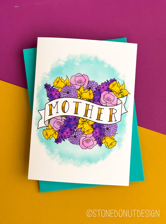 Tattoo-Style Mother Banner Card for Mom