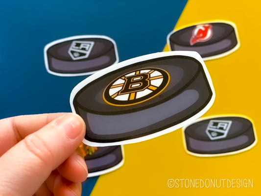 NHL Hockey Puck with Team Logo Vinyl Sticker