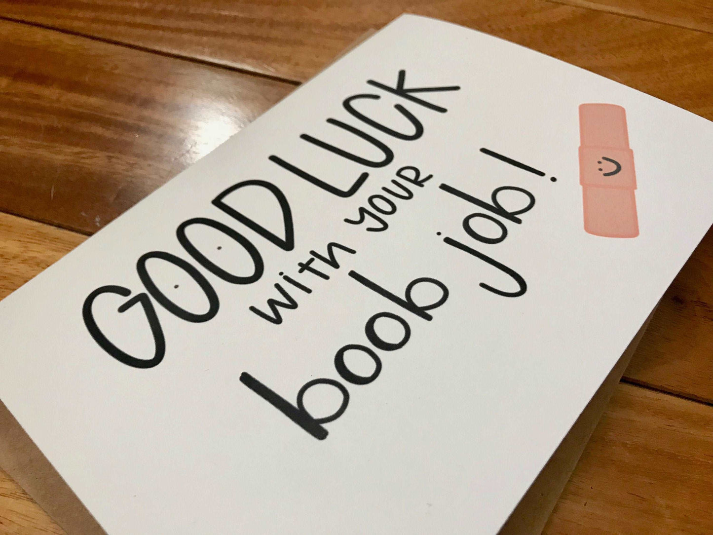 Boob Job Card for Breast Implants or Reduction by StoneDonut Design