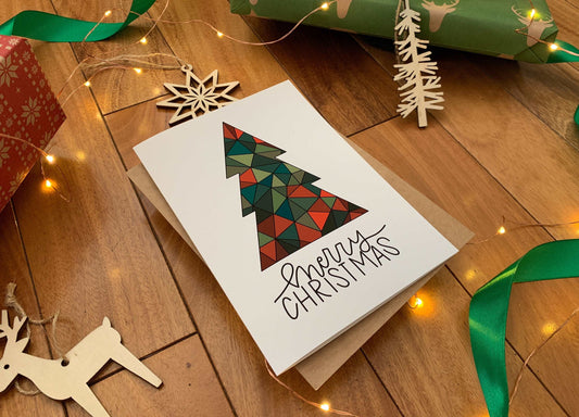 Geometric Christmas Tree Holiday Card by StoneDonut Design