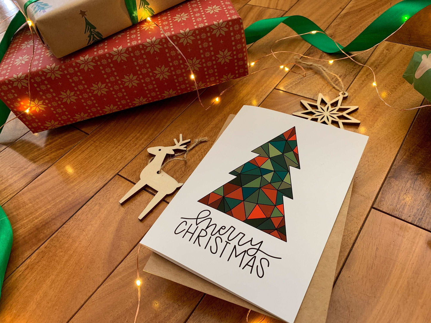 Geometric Christmas Tree Holiday Card by StoneDonut Design