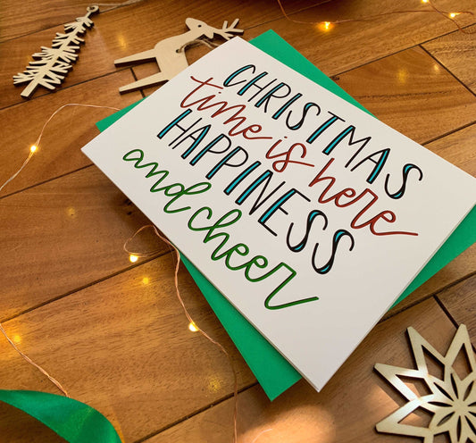 Adorable Handmade Charlie Brown Christmas Time is Here Holiday Card by StoneDonut Design