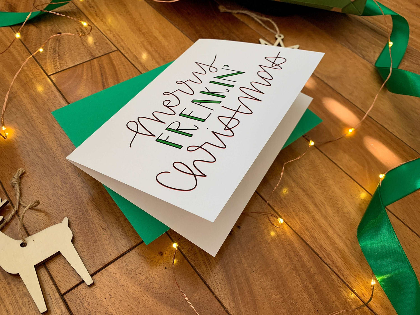 Fun Handmade Holiday Merry Freaking Christmas Holiday Card by StoneDonut Design