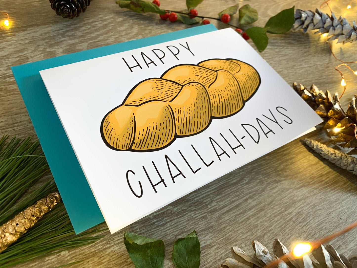 Challah Funny Handmade Hanukkah Card by StoneDonut Design