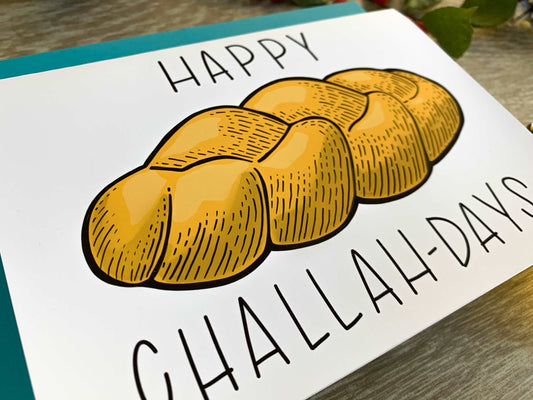 Challah Funny Handmade Hanukkah Card by StoneDonut Design