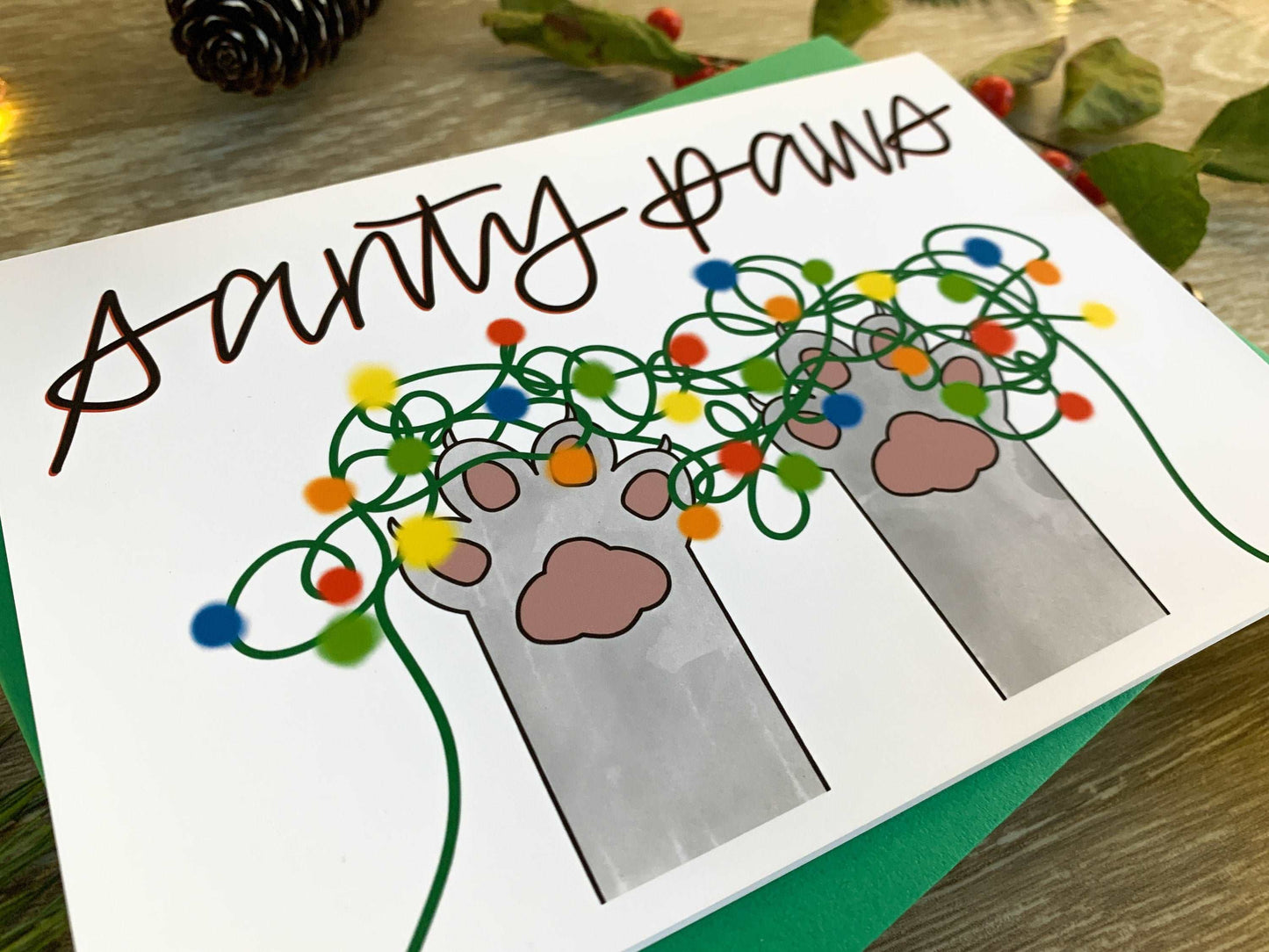 Funny Handmade Cat Holiday Christmas Card Meowy Catmas by StoneDonut Design