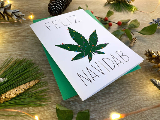 Feliz Navidab - Funny Handmade Cannabis Christmas Card by StoneDonut Design