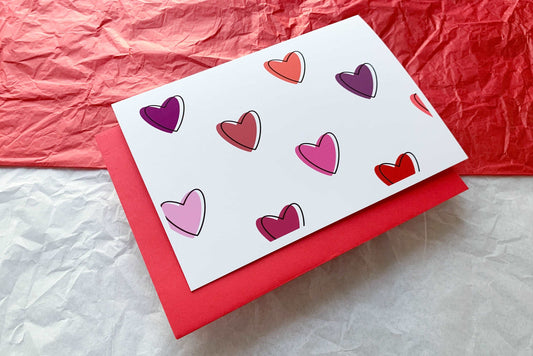 Cute Shadow Hearts handmade Valentines Card by StoneDonut Design
