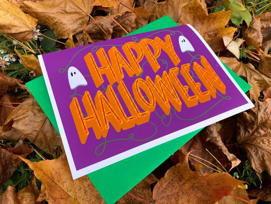Cute Happy Halloween Trick or Treat Card by StoneDonut Design