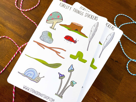 Foresty Things Woodsy Planner Sticker Sheet by StoneDonut Design