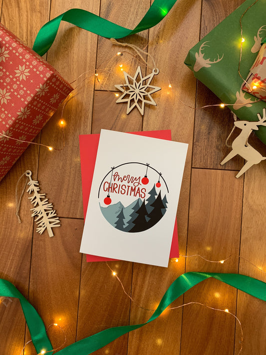 Vintage Inspired Nordic Merry Christmas Classic Holiday Card by StoneDonut Design