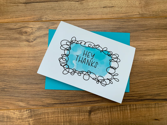 Hey Thanks Thank You Card BY StoneDonut Design