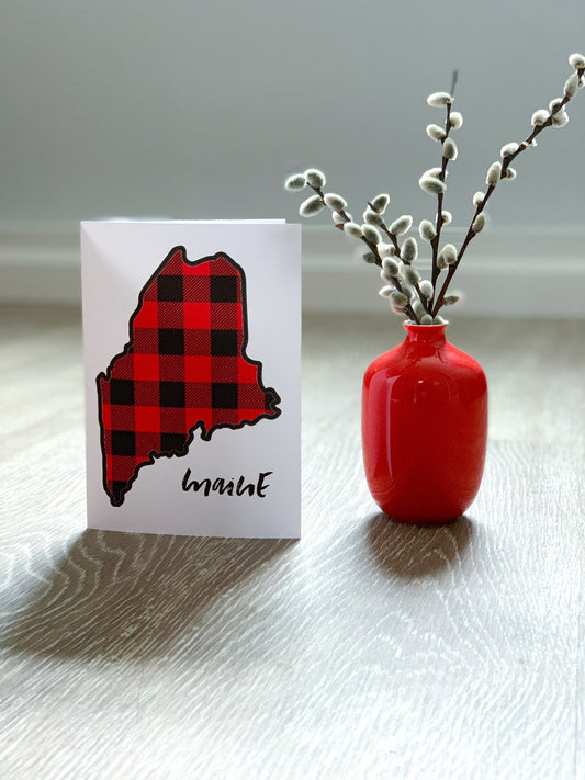 Maine Buffalo Plaid Handmade Card by StoneDonut Design