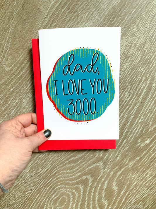 Marvel Inspired Father's Day Card Love You 3000 by StoneDonut Design