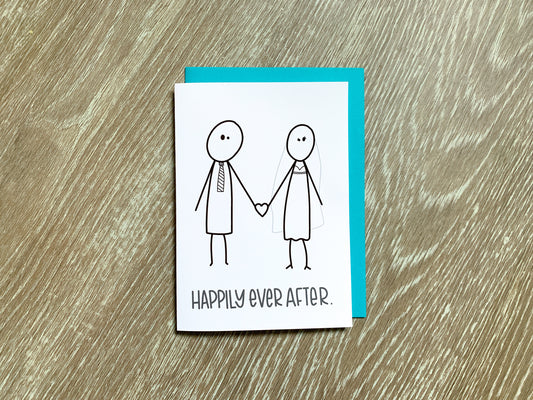 Handmade Happily Ever After Wedding Card by StoneDonut Design