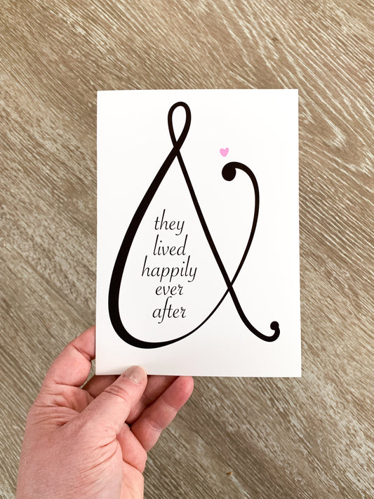 Handmade Wedding Card Happily Ever After Ampersand by StoneDonut Design