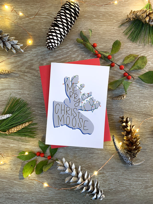 Handmade Merry Christmas Moose Card by StoneDonut Design