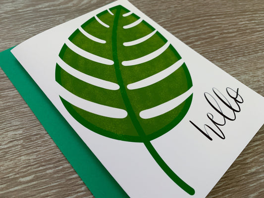 Monstera Leaf Handmade Note Card by StoneDonut Design