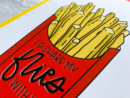 Share My Fries Funny Valentine Love Card by StoneDonut Design