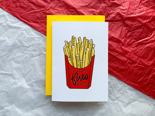 Share My Fries Funny Valentine Love Card by StoneDonut Design