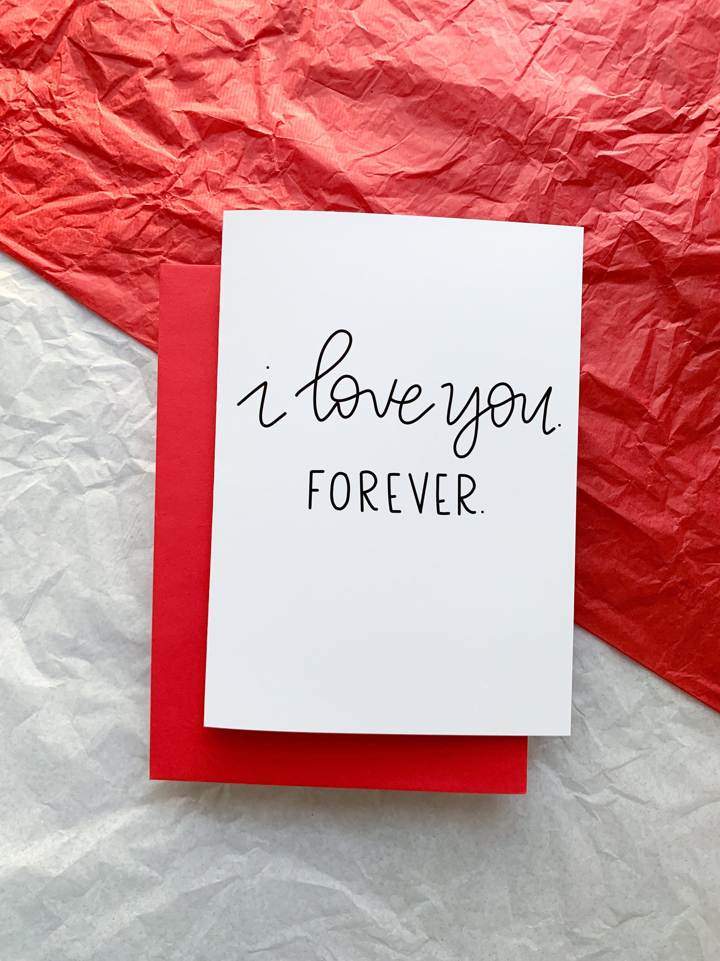 I Love You Forever Simple Handmade Valentine's Card by StoneDonut Design