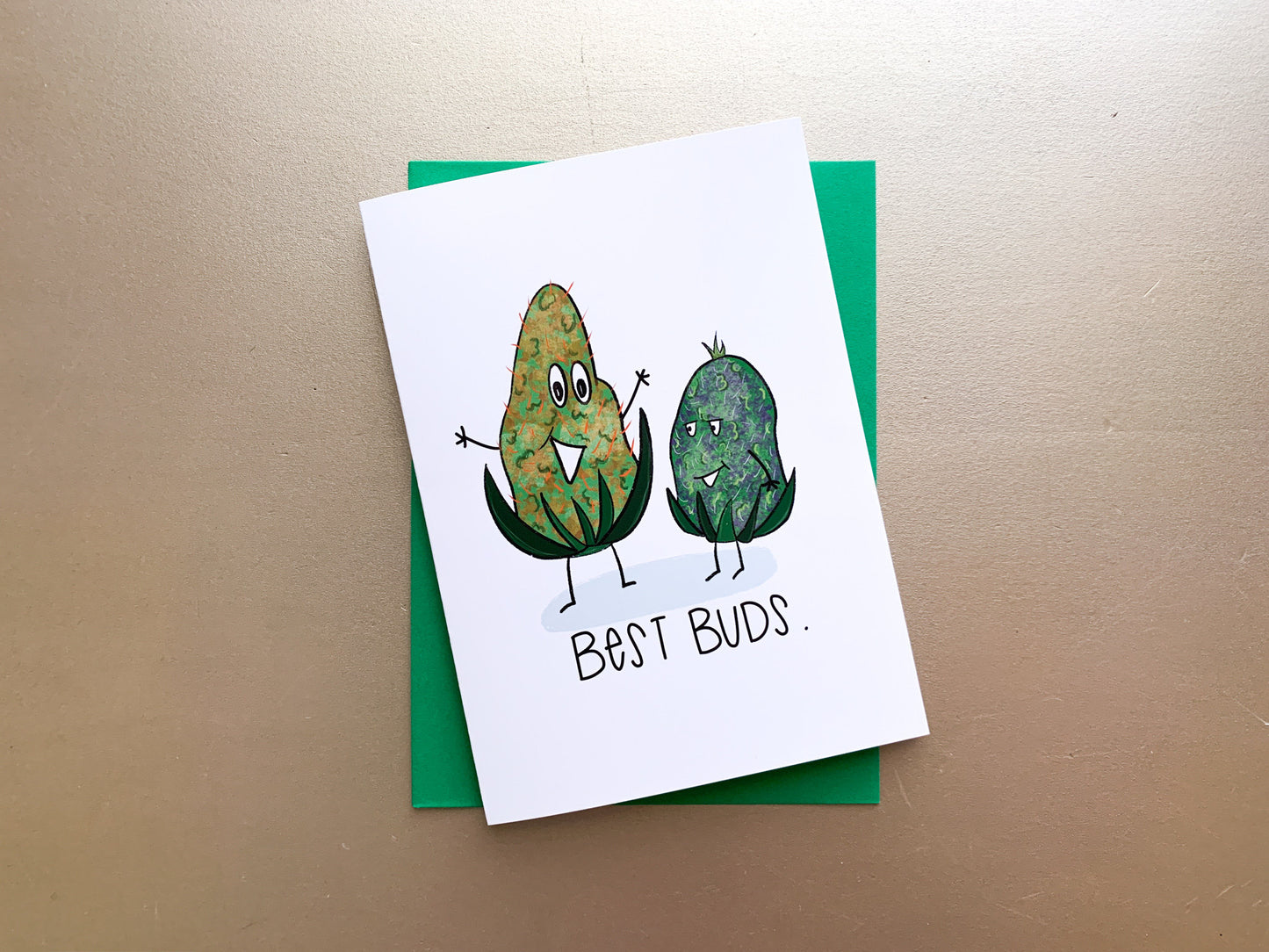 Handmade Best Buds Cannabis Friendship Card for 420 by StoneDonut Design