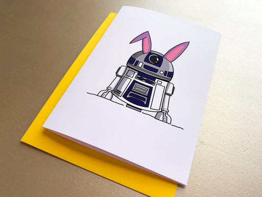 R2D2 Handmade Star Wars Easter Bunny Card by StoneDonut Design