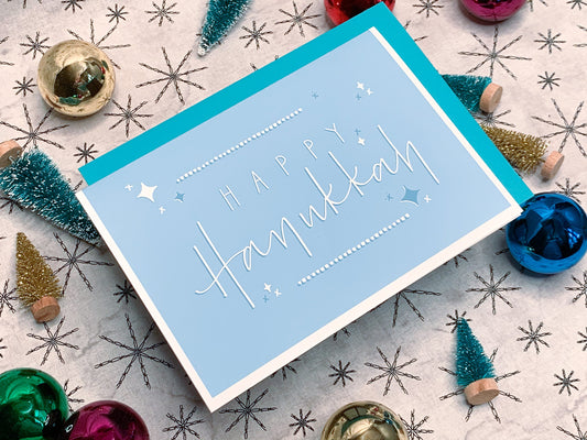 Simple Happy Hanukkah Card by StoneDonut Design