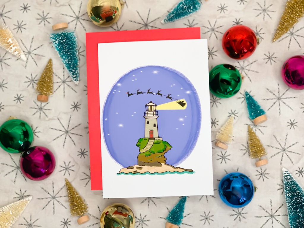 Lighthouse Christmas Card by StoneDonut Design