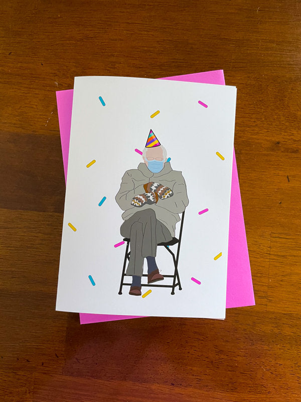 Bernie Sanders Mittens Birthday Party Card by StoneDonut Shop