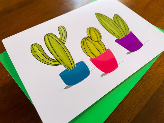 Cactus Greeting Card, Hand Drawn Desert Illustration by StoneDonut Design