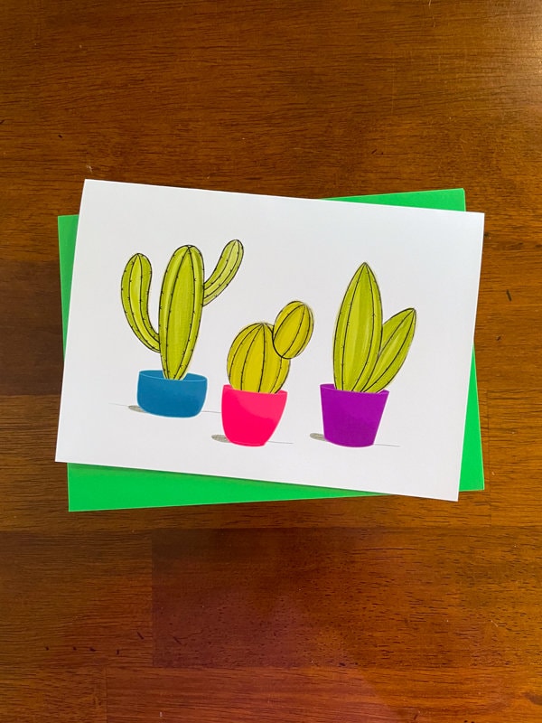 Cactus Greeting Card, Hand Drawn Desert Illustration by StoneDonut Design