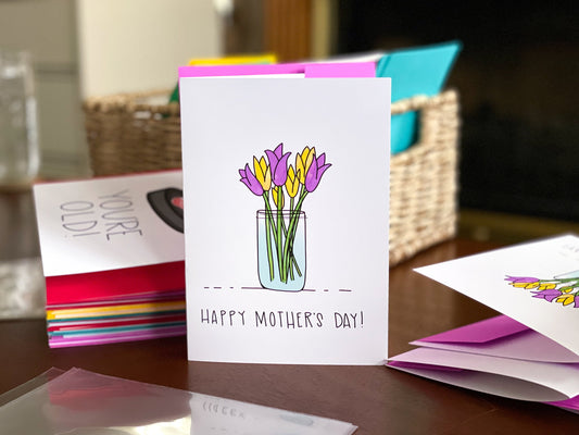 Mother's Day Tulips Handmade Card by StoneDonut Design