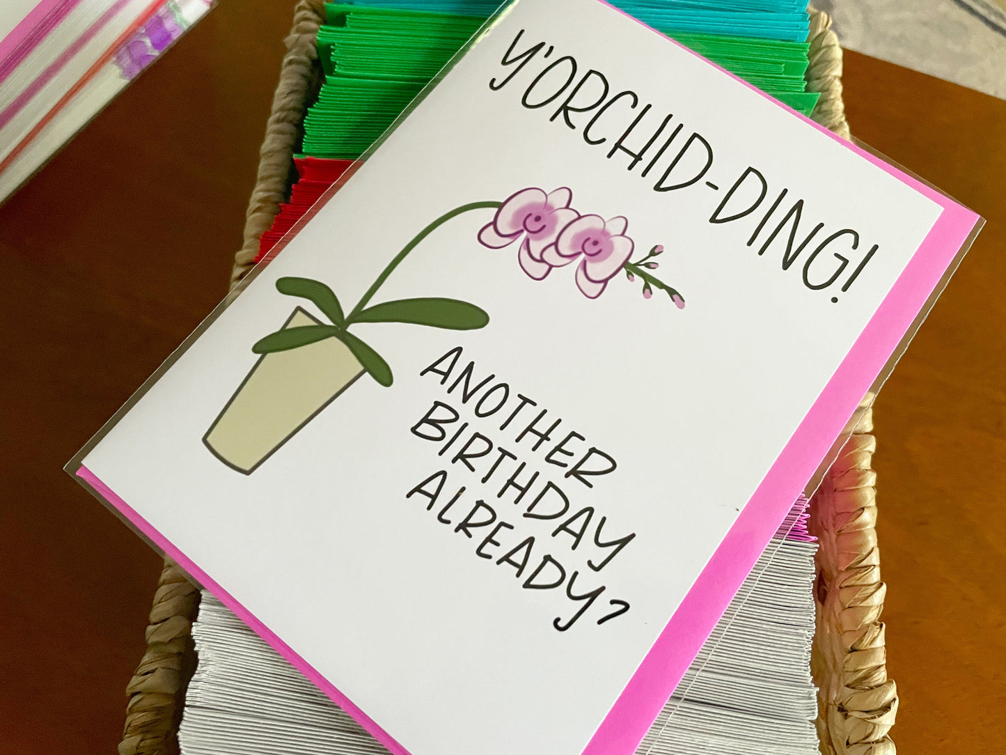 Y'orchidding Birthday Card by StoneDonut Design