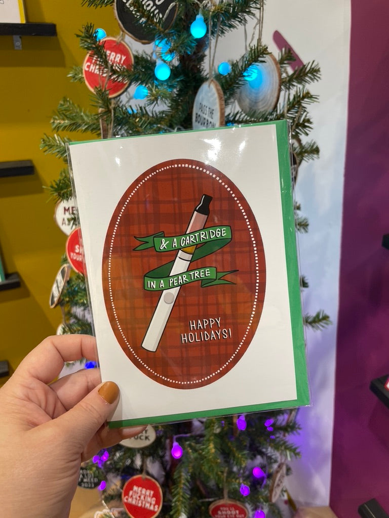 Cartridge in a Pear Tree Cannabis Christmas Card