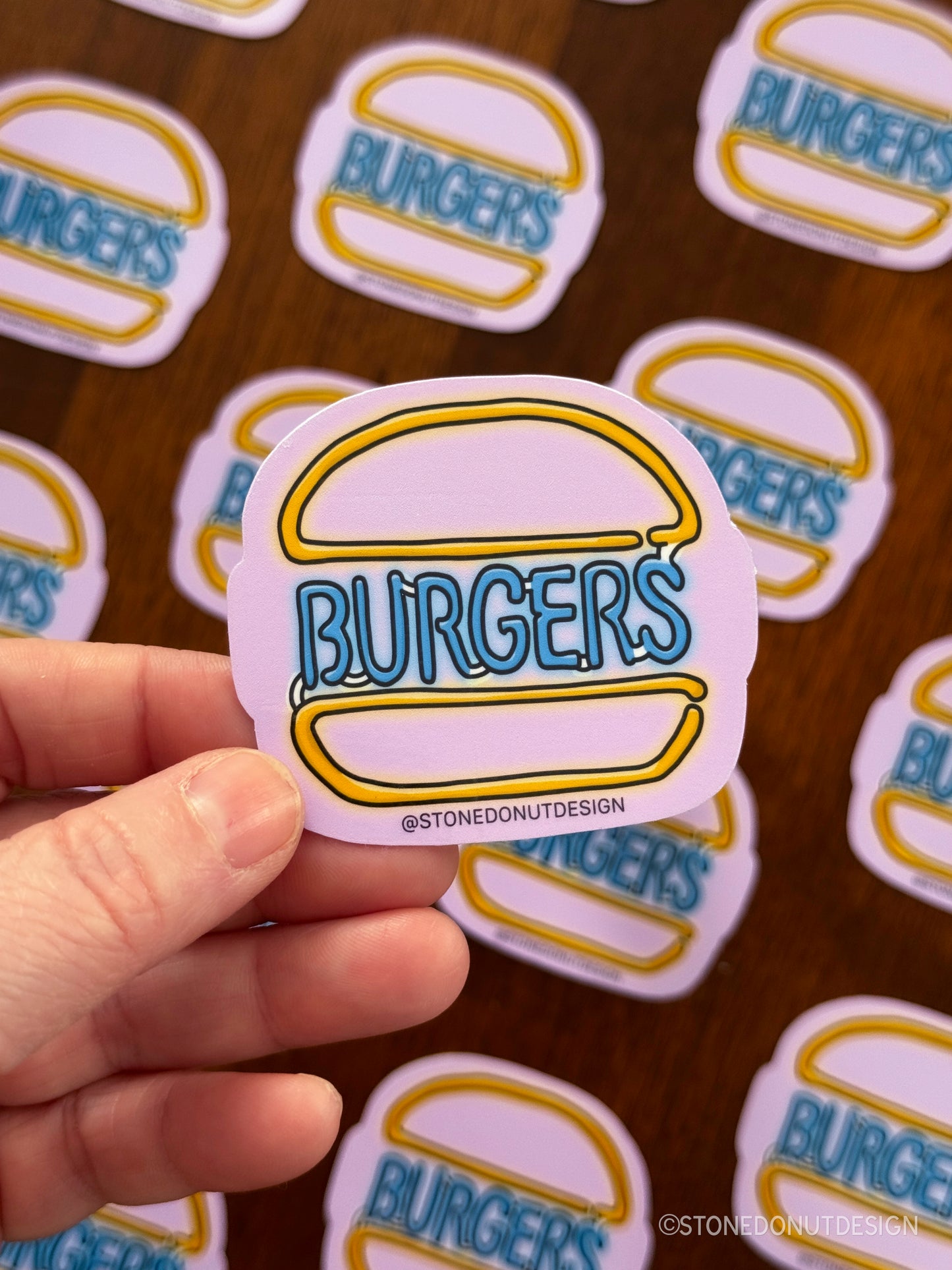 Burgers Neon Sign Vinyl Sticker