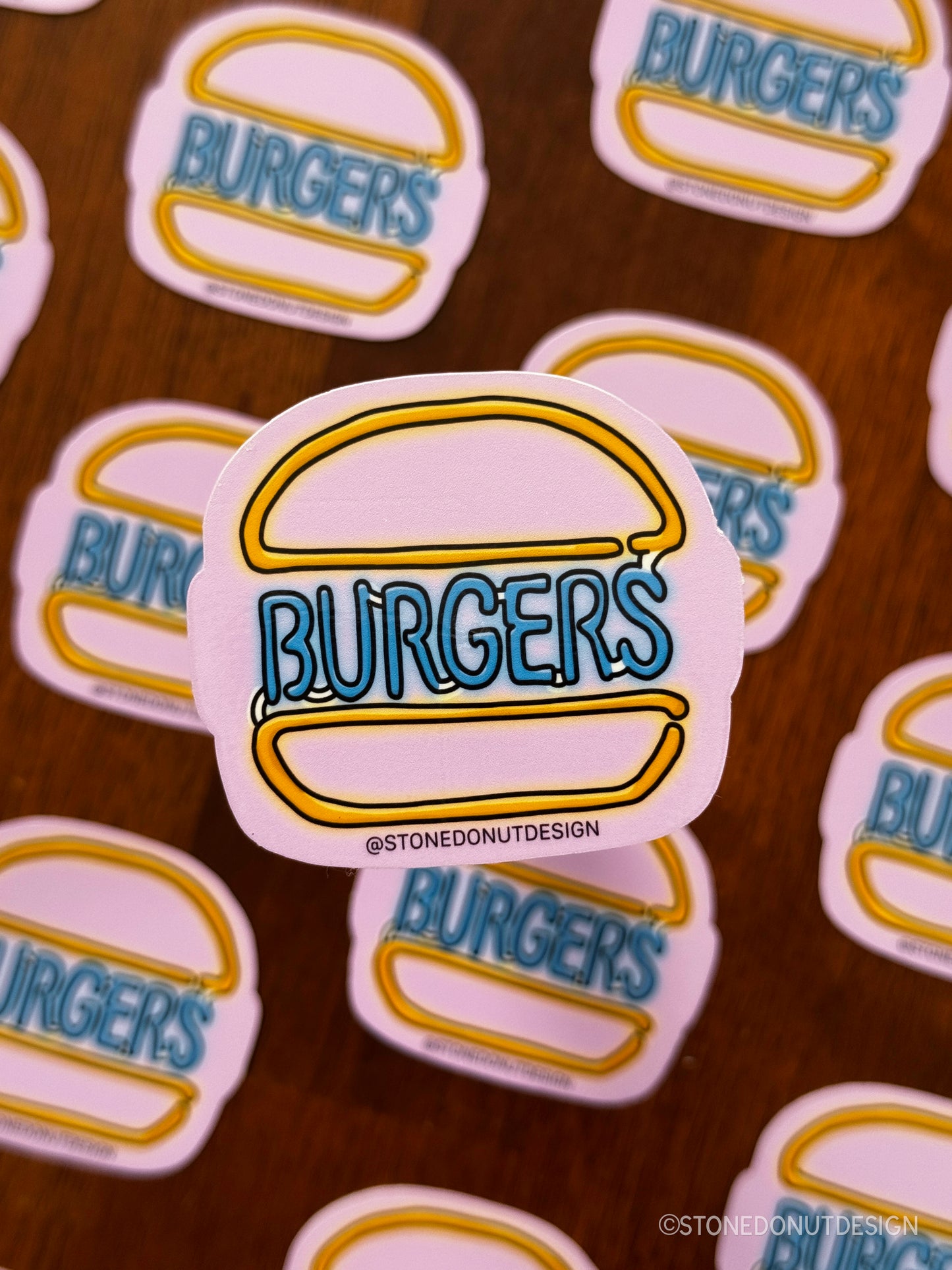 Burgers Neon Sign Vinyl Sticker