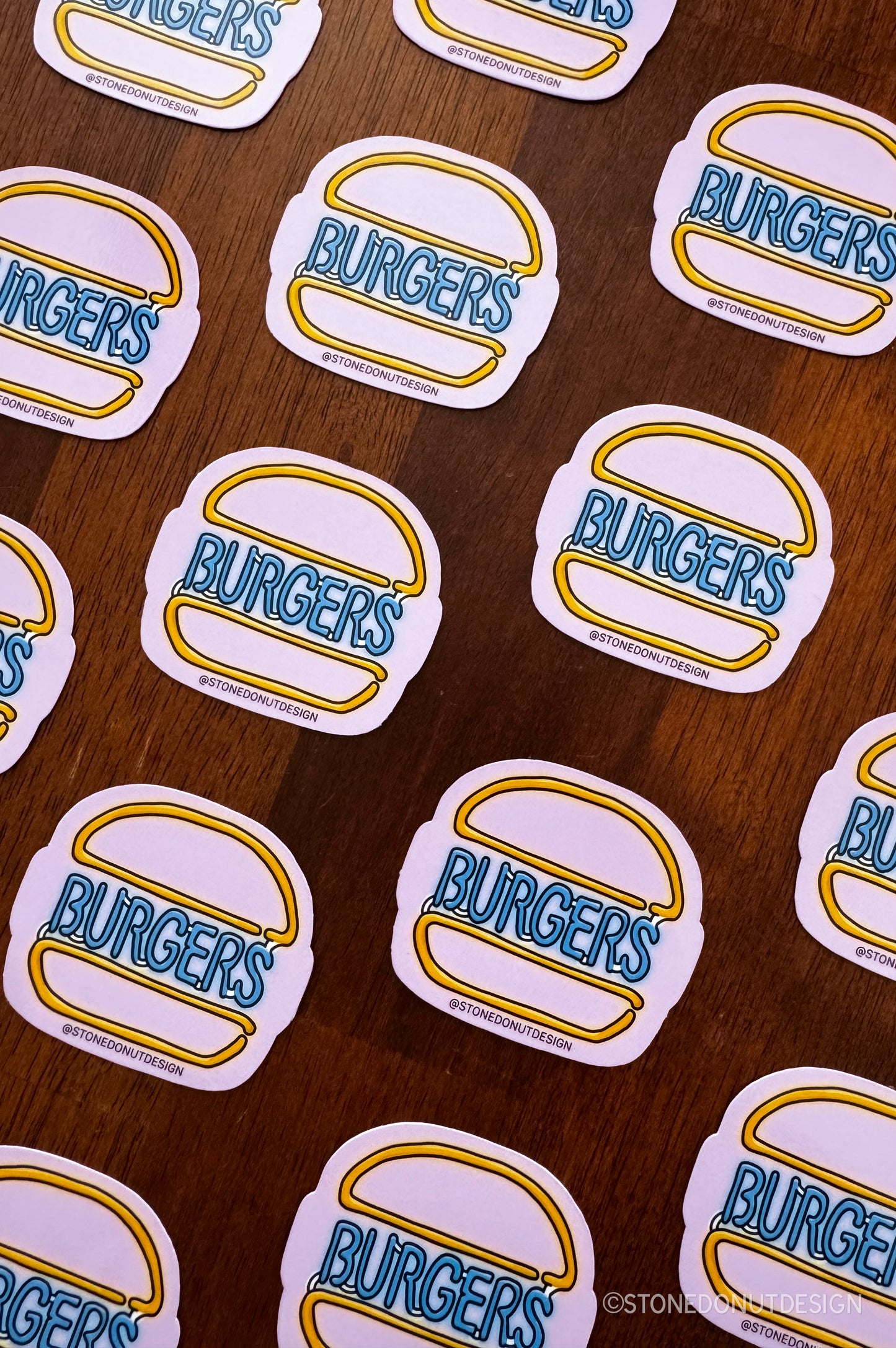 Burgers Neon Sign Vinyl Sticker