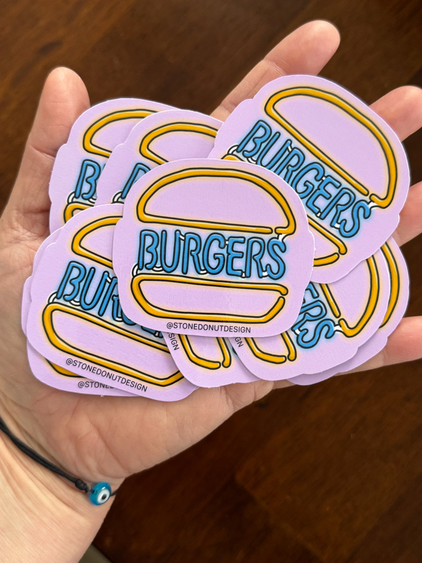 Burgers Neon Sign Vinyl Sticker