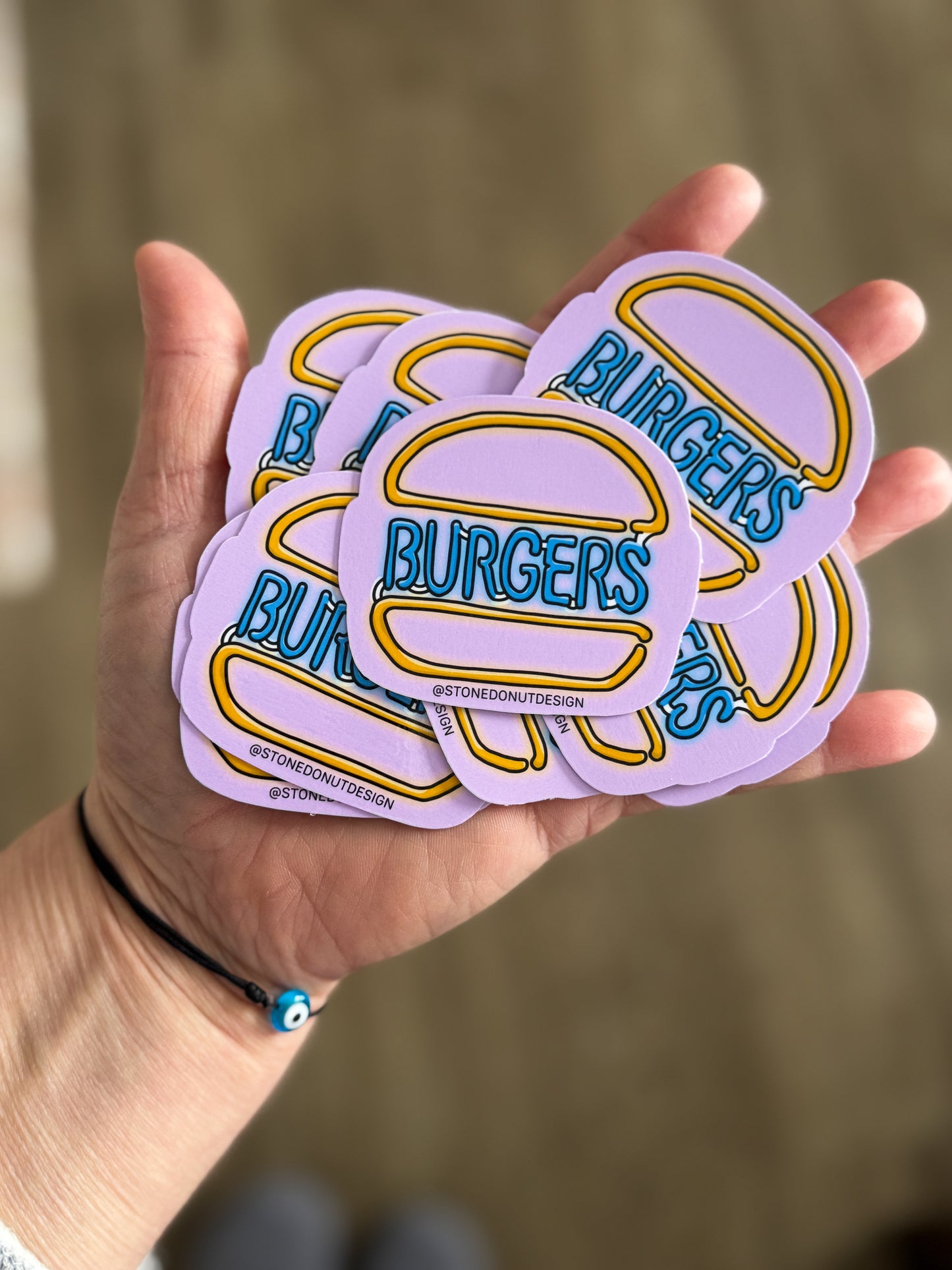 Burgers Neon Sign Vinyl Sticker